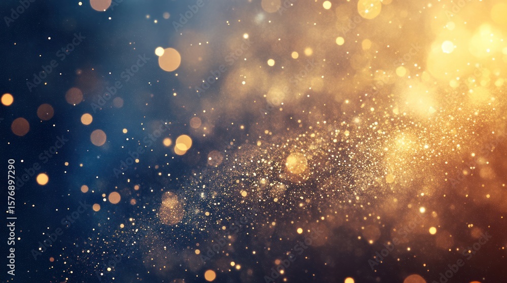 Aufkleber a stunning abstract image showcasing a blend of golden and blue bokeh lights, creating a mesmerizing