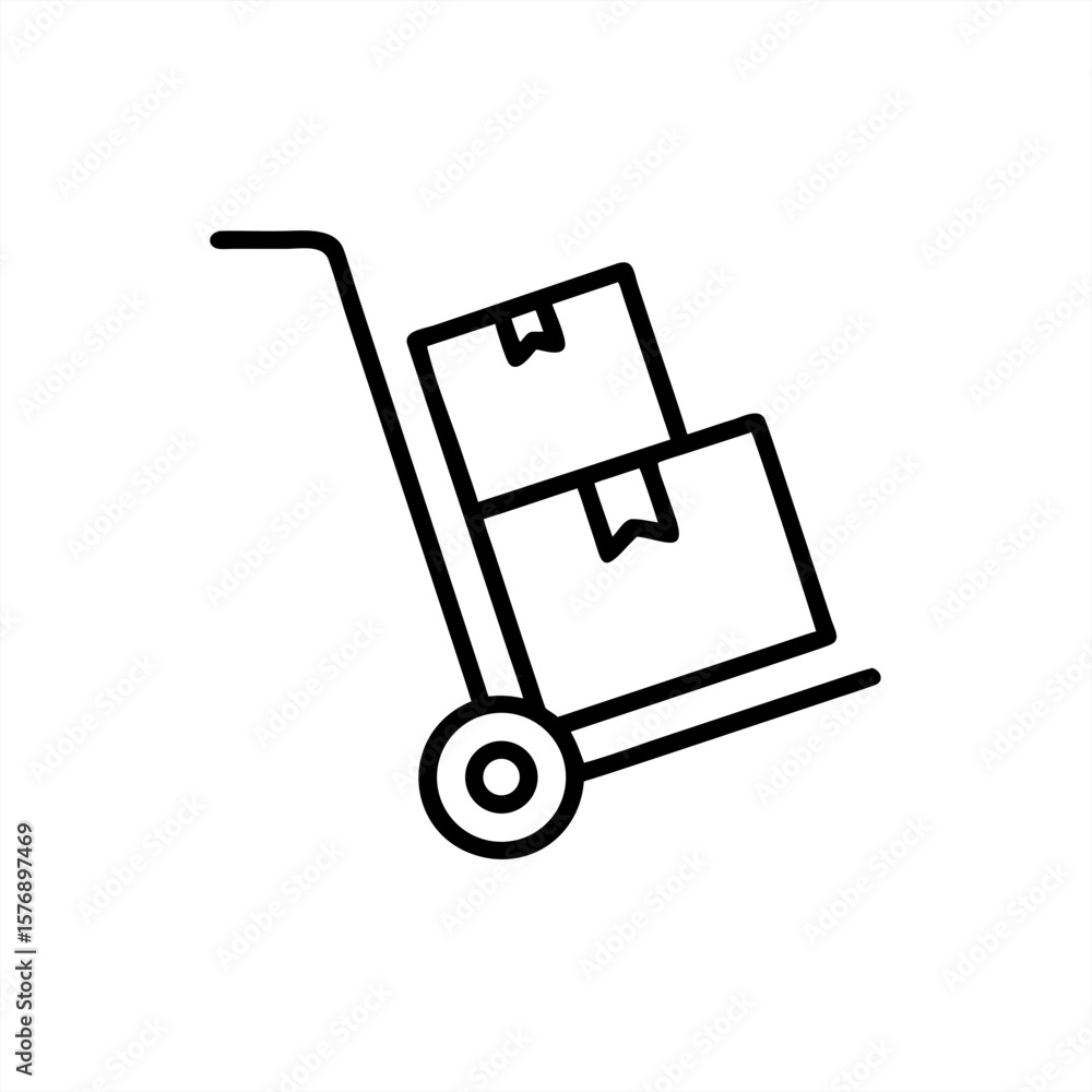 Poster hand truck with box on transparent background for web and graphic design