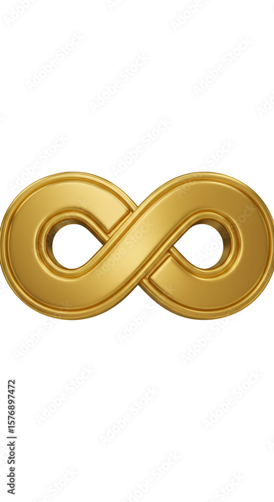 Aufkleber 3d rendering golden infinity symbol metallic loop on transparent background