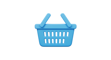 Blue Shopping Basket 3D Render Isolated Symbol Icon Object