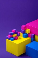 Obraz premium Colorful stacked cubes abstract geometric composition