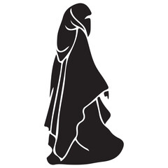 Naklejka premium Woman in black islamic dress vector illustration