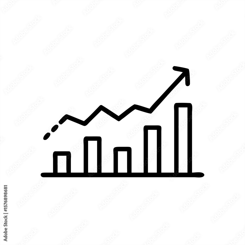 Poster increasing bar chart on transparent background for web and graphic design
