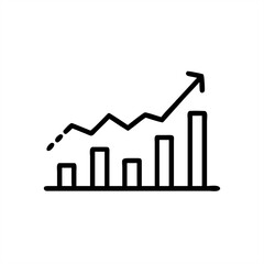 Increasing Bar Chart on transparent background for web and graphic design