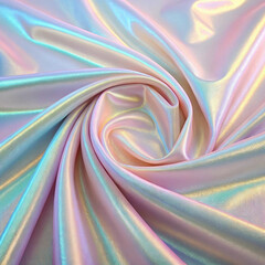 Iridescent Holographic Satin Fabric Texture in Pastel Rainbow Colors

