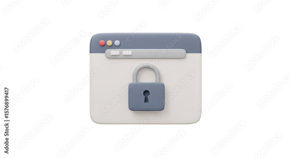 Poster 3d security icon lock browser safe website protection isolated design
