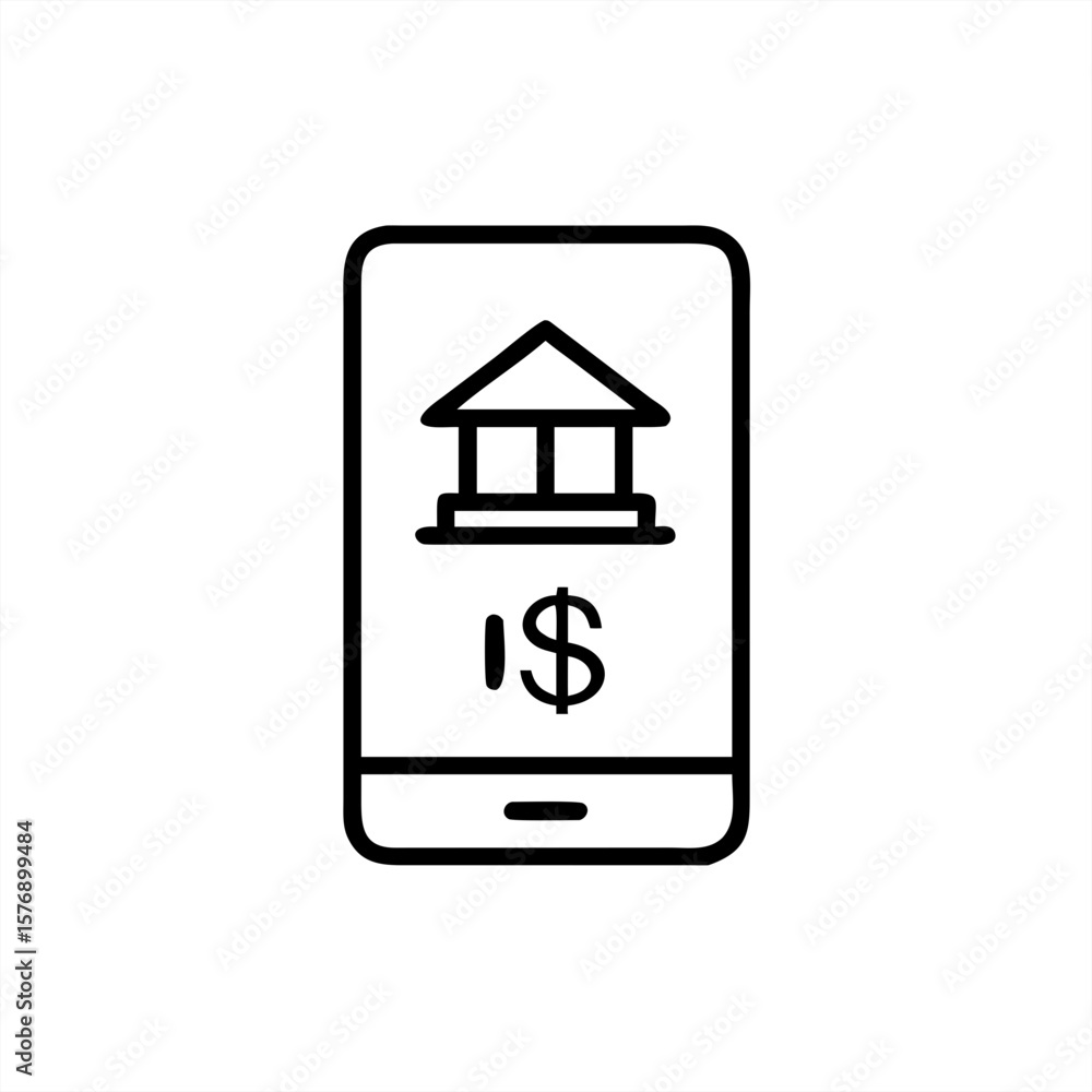 Poster online banking app on transparent background for web and graphic design