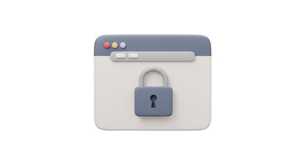 3D Security Icon Lock Browser Safe Website Protection Isolated Design