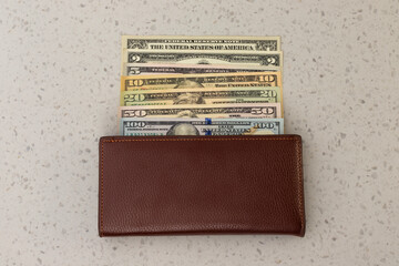 U.S. Dollar Complete Set of Banknotes in Ascending Denominations in Wallet