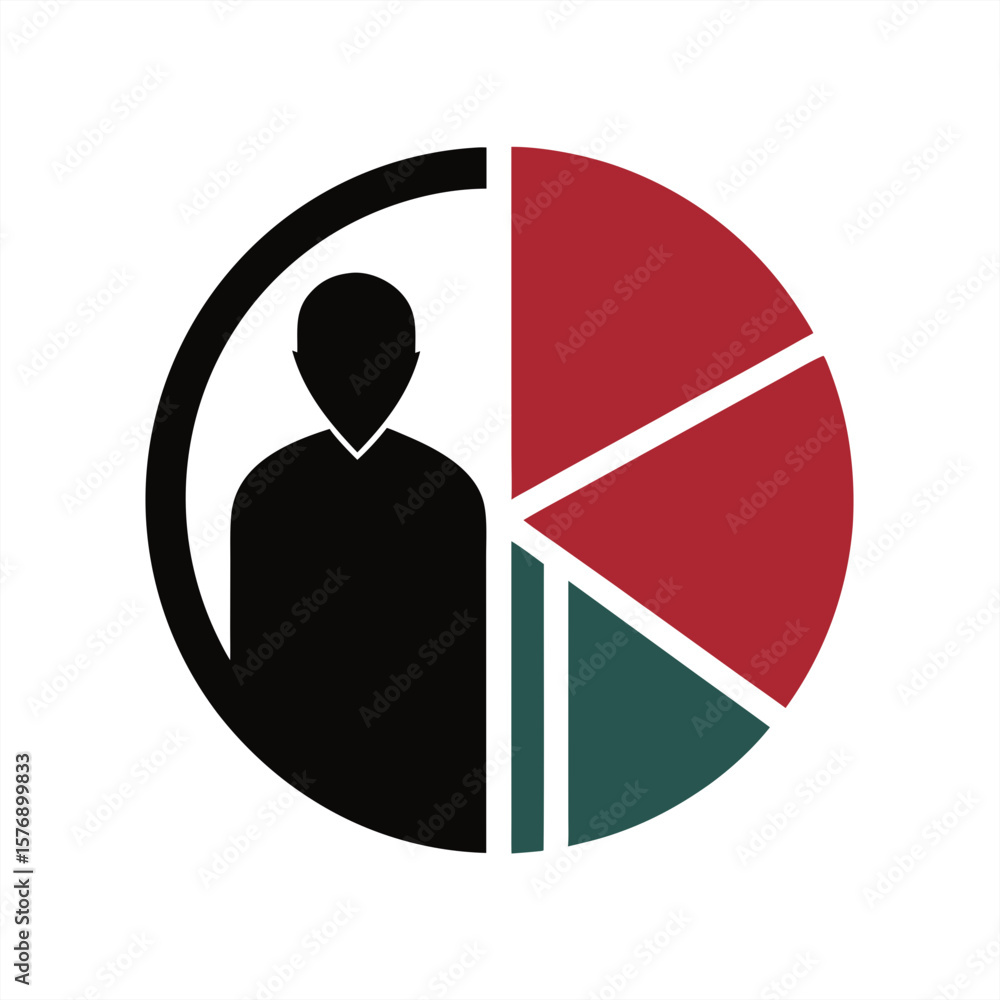 Poster pie chart report silhouette on transparent background for web and graphic design