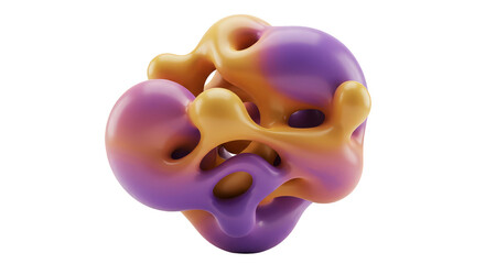 Abstract 3D Shape Render Fluid Organic Form Transparent Background