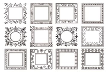 Decorative frames collection with floral elements