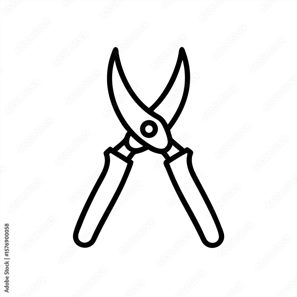 Poster pruning shears on transparent background for web and graphic design