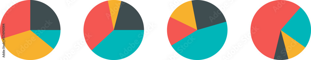 Poster infographic pie charts for data analysis, business graphics and statistical reports