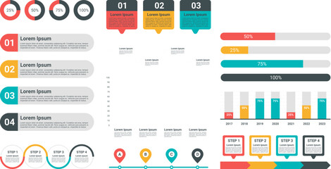 Infographic Elements Collection Circular Charts, Timeline, and Graph Templates for Data Visualization