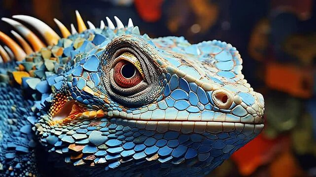 lizard in Delfts Blauw realistis, highly detailed ,ai generatif