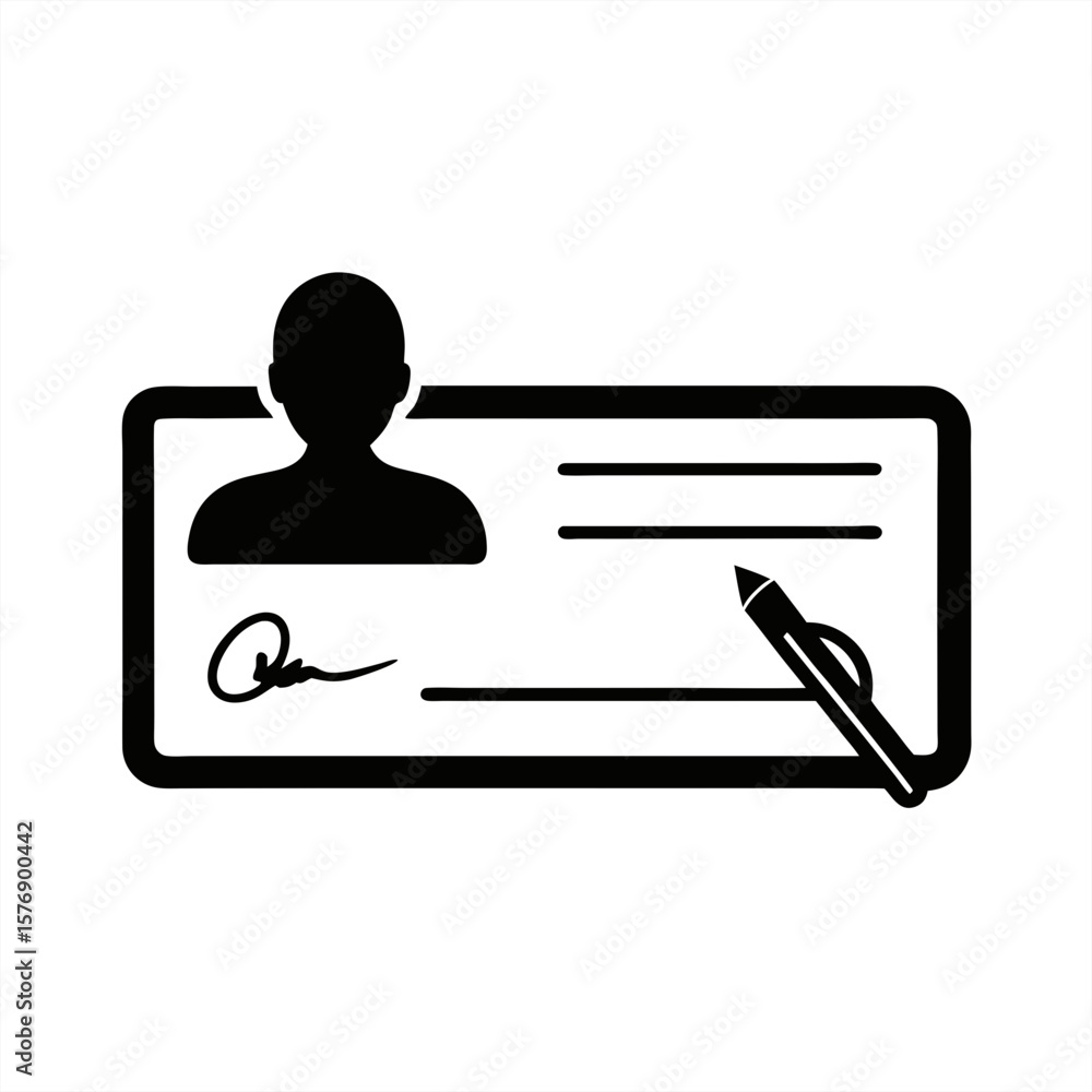 Poster signed check silhouette on transparent background for web and graphic design