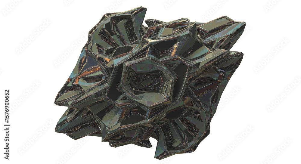 Poster abstract cube geometric 3d render illustration with transparent background