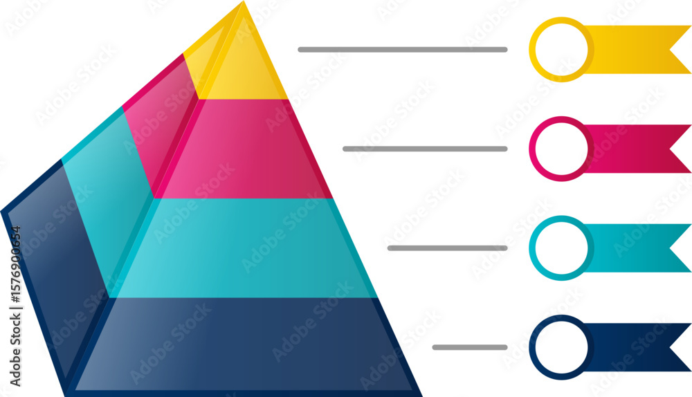 Poster layered pyramid chart visualizing business strategy and growth, data driven infographic template