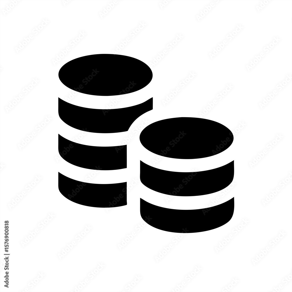Poster coin stacks silhouette on transparent background for web and graphic design