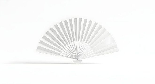 Elegant White Folding Fan on White Background