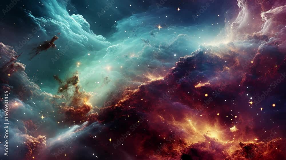 Wall mural the stars and nebulae in space. galaxy exploration through outer space towards glowing milky way gal