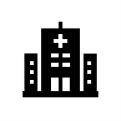 Obraz premium Hospital Building Silhouette on transparent background for web and graphic design