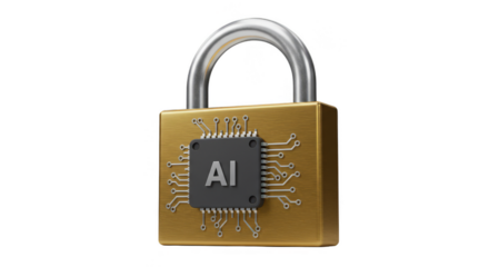 AI Lock Security Data Protection 3D Rendering Transparent Background