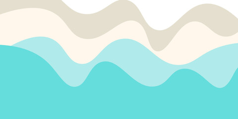 Curved flowing shapes in pastel blue and beige create a seamless abstract background, suitable for design and decoration purposes, vector illustration