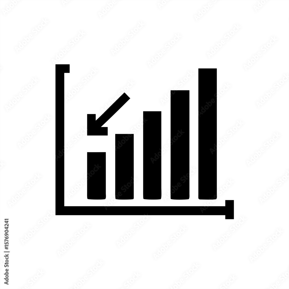 Poster increasing bar chart silhouette on transparent background for web and graphic design
