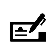 Signed Check Silhouette on transparent background for web and graphic design