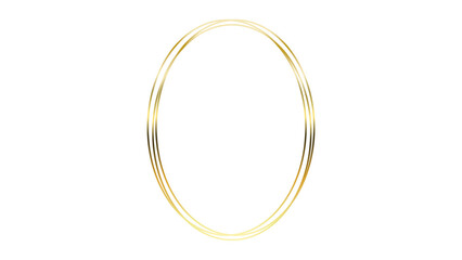 Gold oval ring circle golden shiny ring or oval swirl, round frame cutout