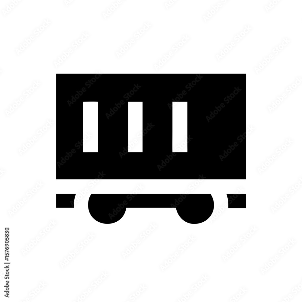 Poster train with cargo container silhouette on transparent background for web and graphic design