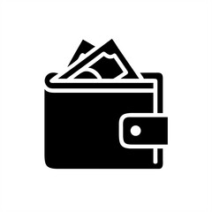 Wallet With Cash Silhouette on transparent background for web and graphic design