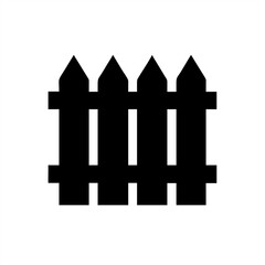 Wooden Garden Fence Silhouette on transparent background for web and graphic design