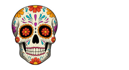 Illustration Detailed Sugar Skull Traditional Mexican Day of the Dead