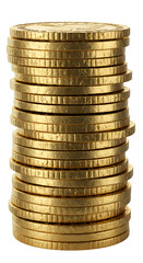 Illustration Golden Coin Stack on Transparent Background for Finance Business