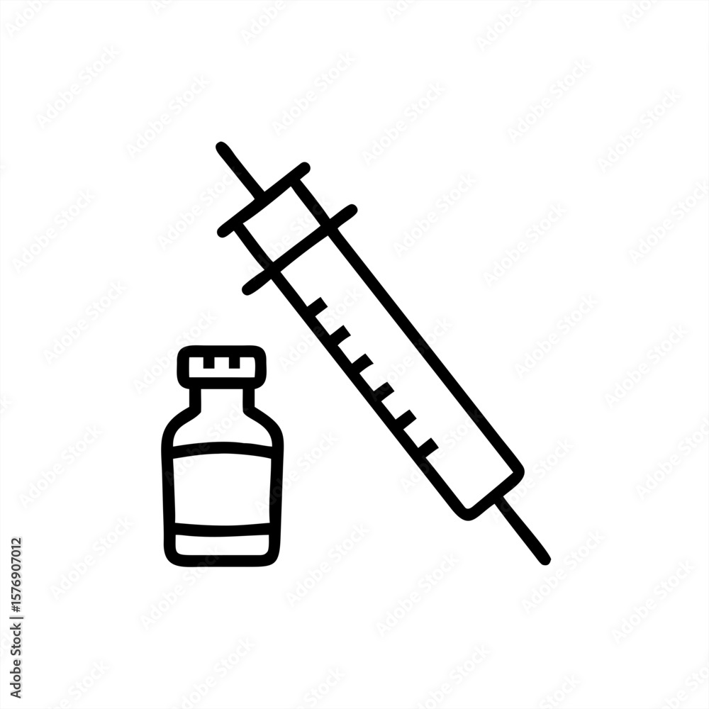 Poster vaccine syringe and vial on transparent background for web and graphic design