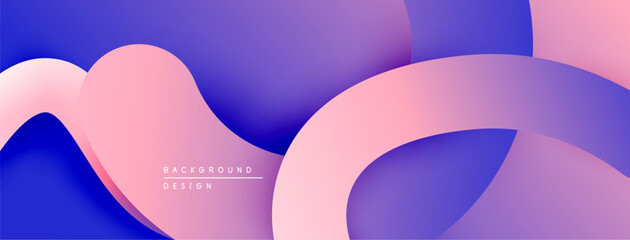 Abstract fluid shapes overlap. Soft pinks, purples, blues create modern background design. Smooth gradients suggest movement, depth.