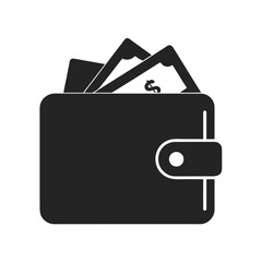 Wallet With Cash Silhouette on transparent background for web and graphic design
