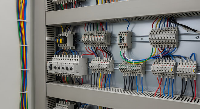 Electrical Control Panel with Wiring and Components