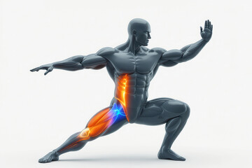 x-default Muscular Male Anatomy in a Low Lunge Pose