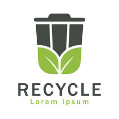 Recycle trash logo design for reuse environment recycle bin leaf organic logo icon organic