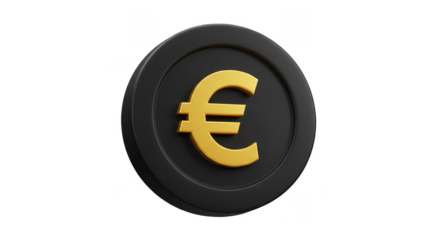 Gold Euro Coin 3D Render Currency Finance on Transparent Background