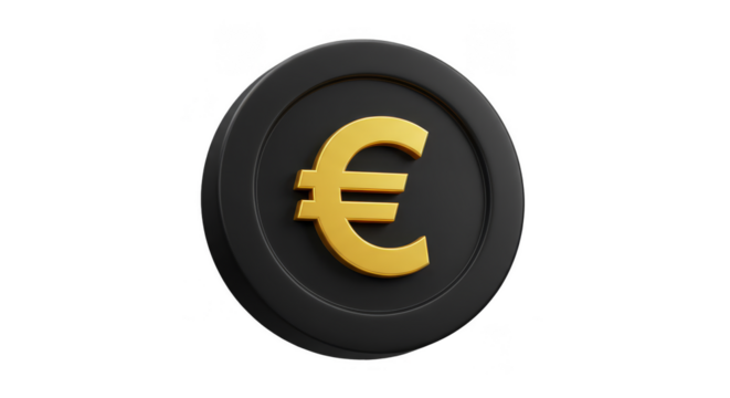 Gold Euro Coin 3D Render Currency Finance on Transparent Background - Powered by Adobe