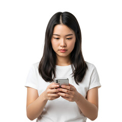 Illustration of Woman Using Smartphone Mobile Technology on Transparent