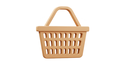 Isolated 3D Brown Shopping Basket Transparent Background for Market