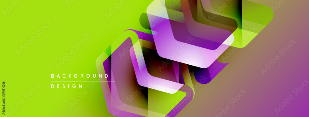 Poster bright abstract geometric background. overlapping shapes create dynamic visual effect. vivid colors,