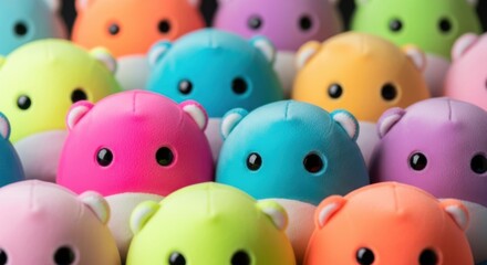 Vibrant Collection of Adorable Fluffy Plush Toys in a Rainbow of Colors