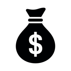 Black money bag with dollar sign finance wealth